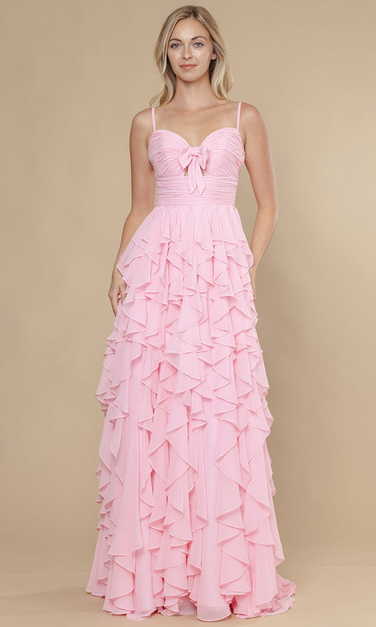 Poly USA 25024 - Cascading Ruffle Sleeveless Chiffon Dress