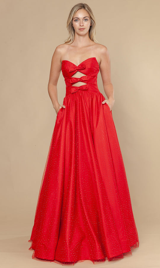 Poly USA 25036 - Cutout A-Line Rhinestone Embellished Gown