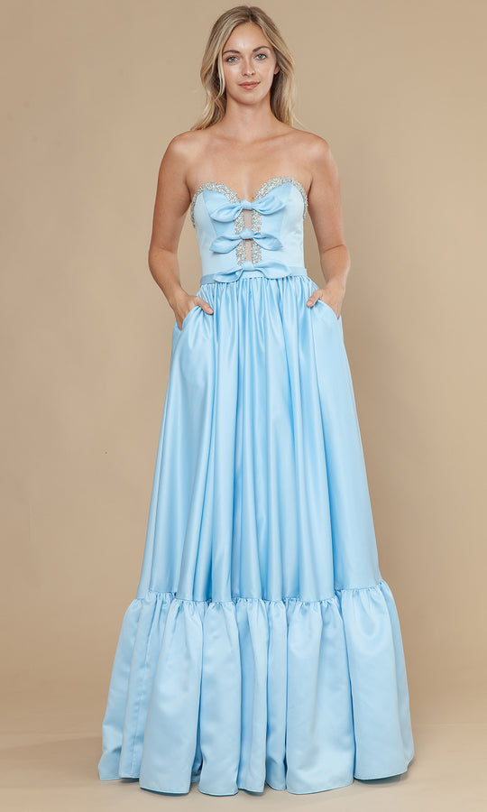 Poly USA 25040 - Beaded Trim Sweetheart Satin Dress