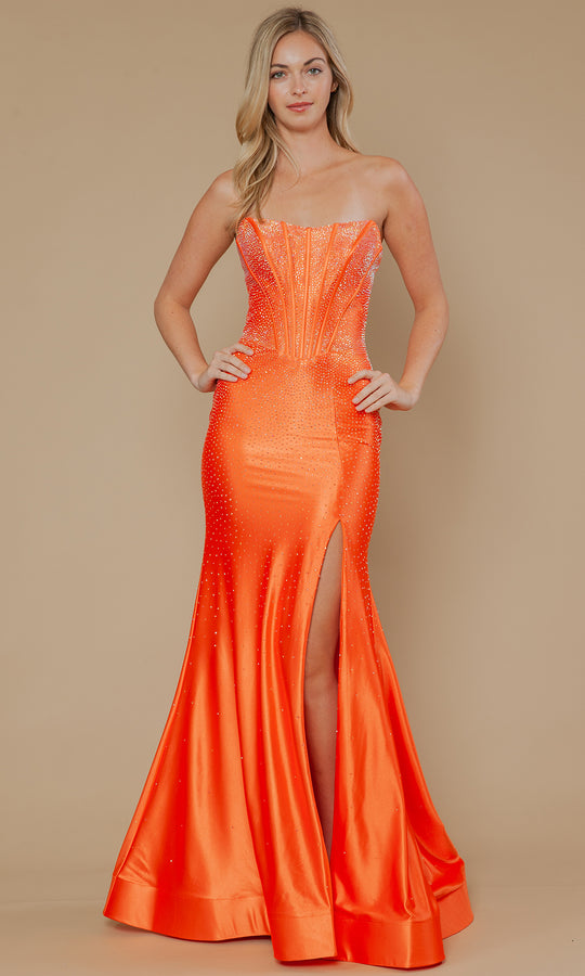 Poly USA 25046 - Rhinestone Embellished Sheath Prom Gown