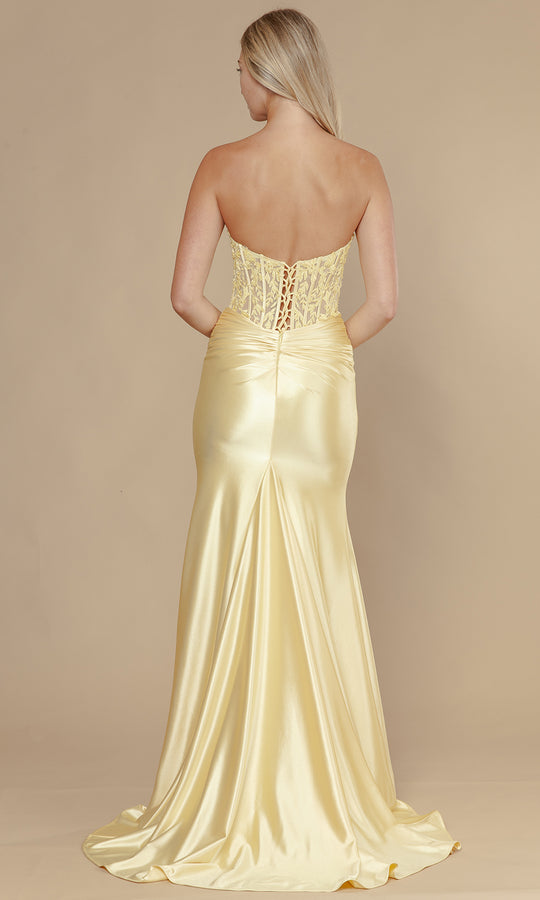 Poly USA 25056 - Embroidered Bodice Strapless Sheath Dress