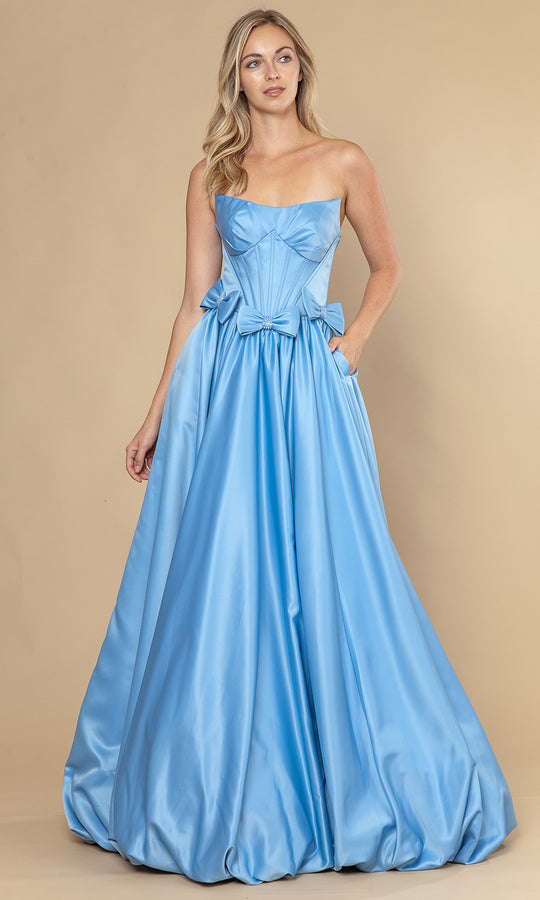 Poly USA 25058 - Straight Neckline Bubble Prom Dress with Bows