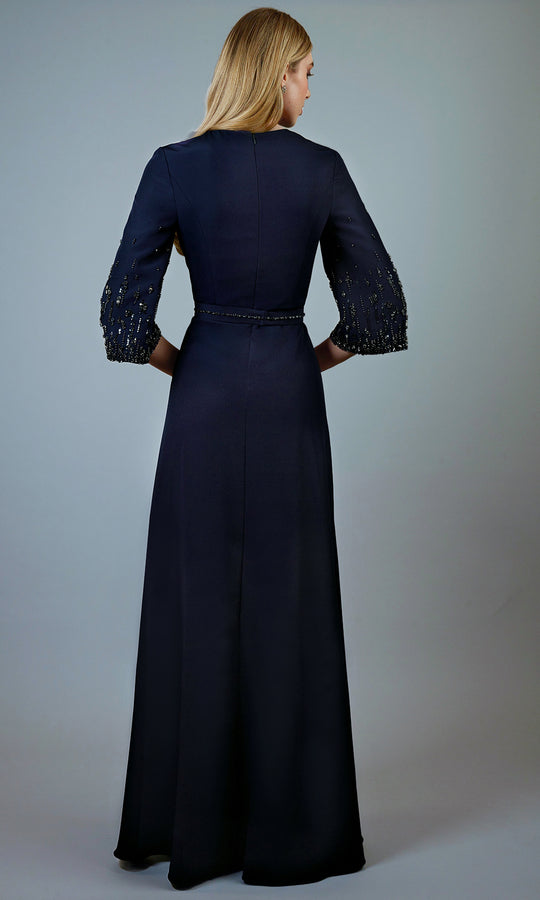 Janique 2510 - Beaded Bell Sleeve Formal Gown