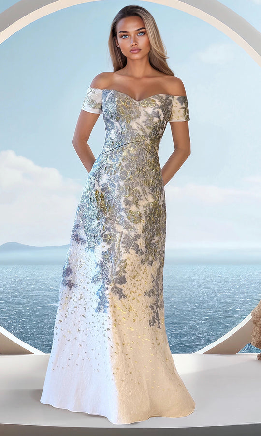 Janique 251024 - Floral Off-Shoulder Sweetheart Mermaid Gown