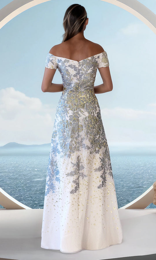 Janique 251024 - Floral Off-Shoulder Sweetheart Mermaid Gown