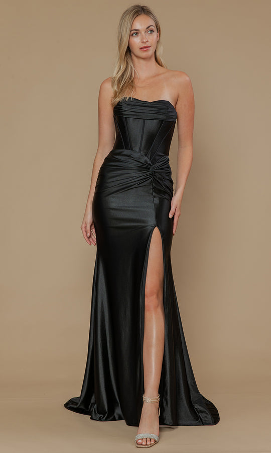 Poly USA 25124 - Knotted Waist Strapless Sheath Dress
