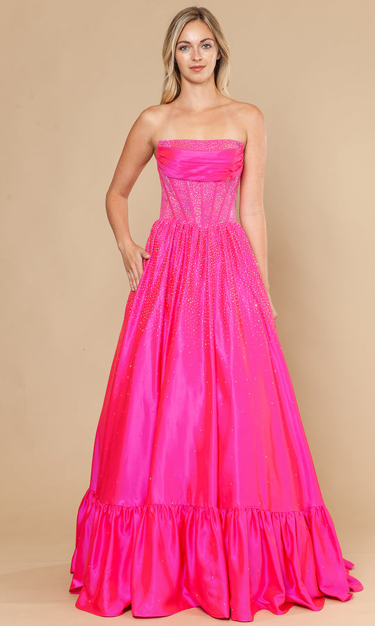 Poly USA 25134 - Rhinestone Accent Strapless Prom Dress