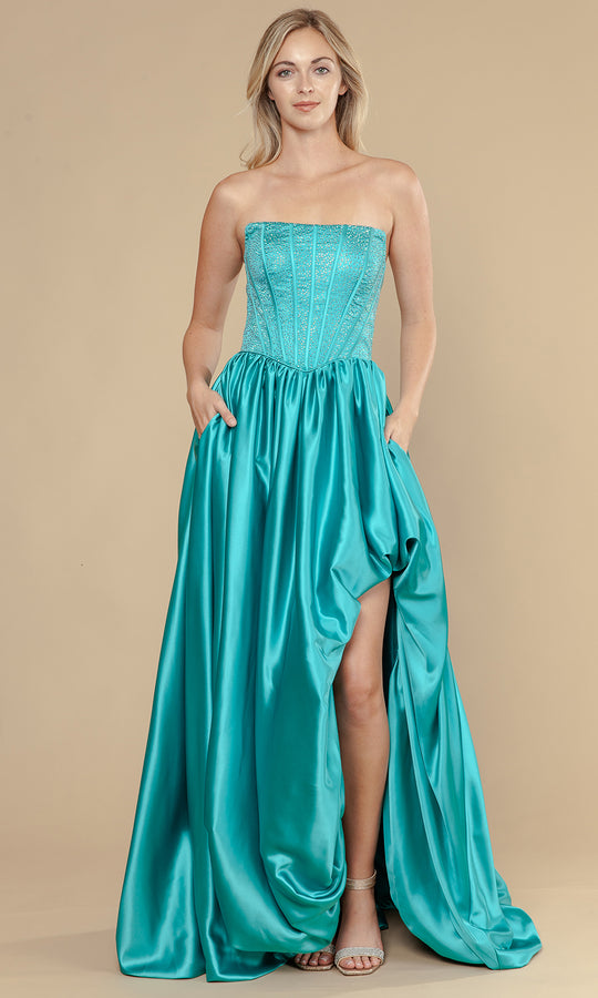 Poly USA 25156 - A-Line Bubble Skirt Strapless Gown