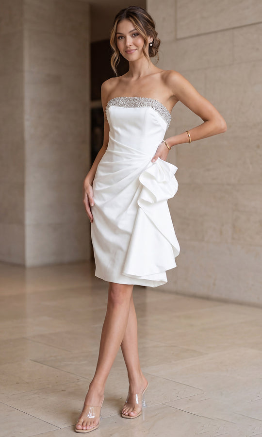 Terani Couture 252C5098 - Crystal Trim Strapless Homecoming Dress