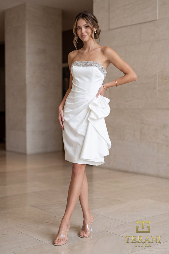 Terani Couture 252C5098 - Crystal Trim Strapless Homecoming Dress