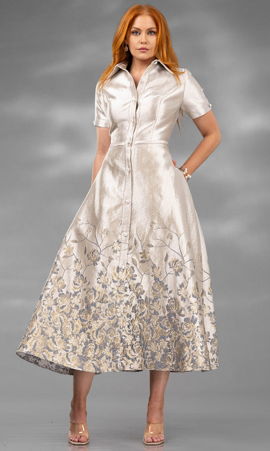 Terani Couture 252C5507 - Embroidered Jacquard A-Line Dress