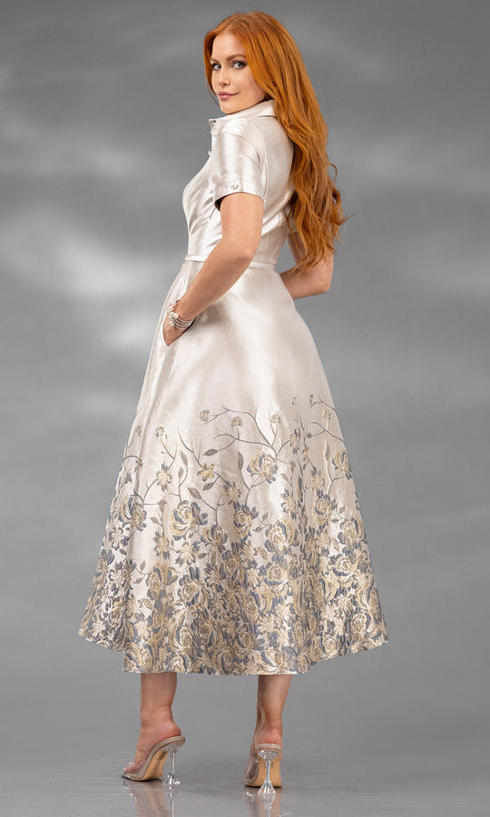 Terani Couture 252C5507 - Embroidered Jacquard A-Line Dress