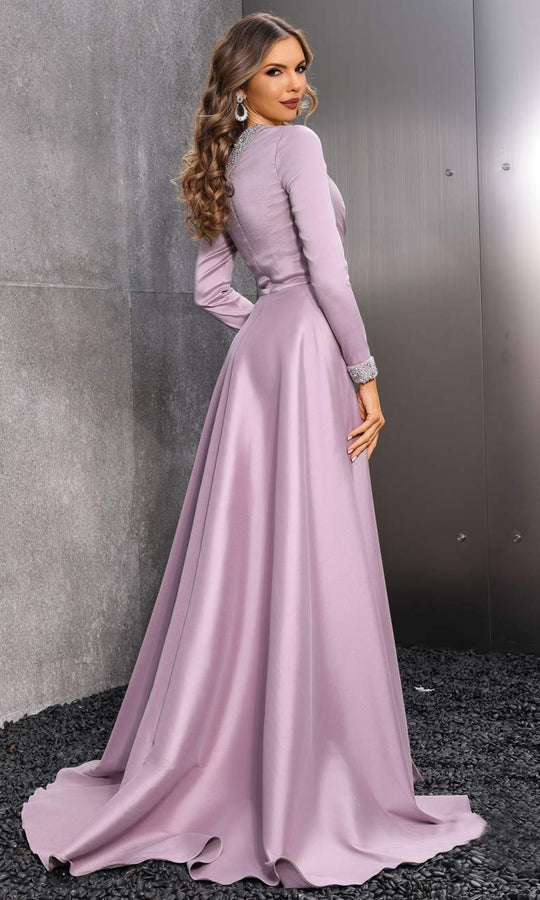 Terani Couture 252E5108 - Beaded Trim Asymmetrical Gown