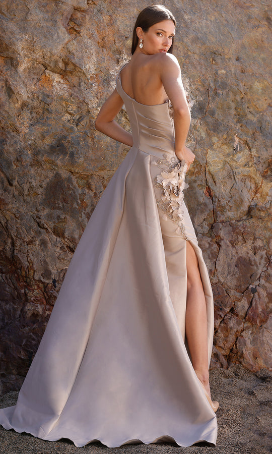 Terani Couture 252E5116 - Floral One Shoulder Column Gown