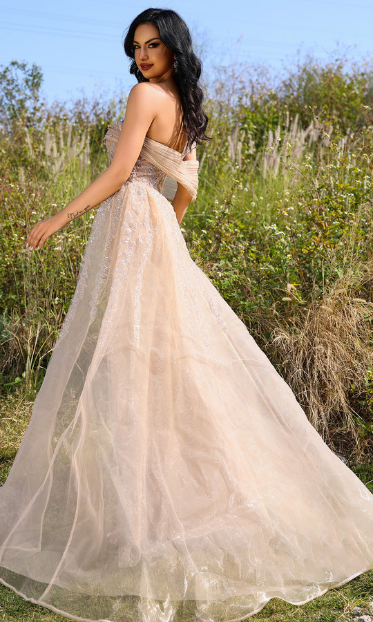 Terani Couture 252E5125 - One Shoulder Tulle Gown with Overskirt