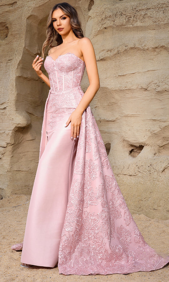 Terani Couture 252E5134 - Strapless Floral Embroidered Gown