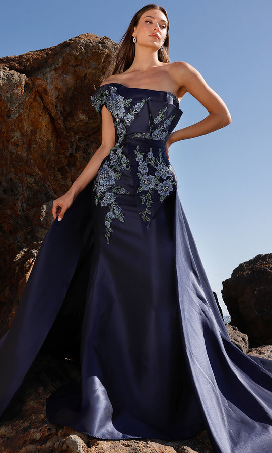 Terani Couture 252M5309 - Off Shoulder Floral Embroidered Gown