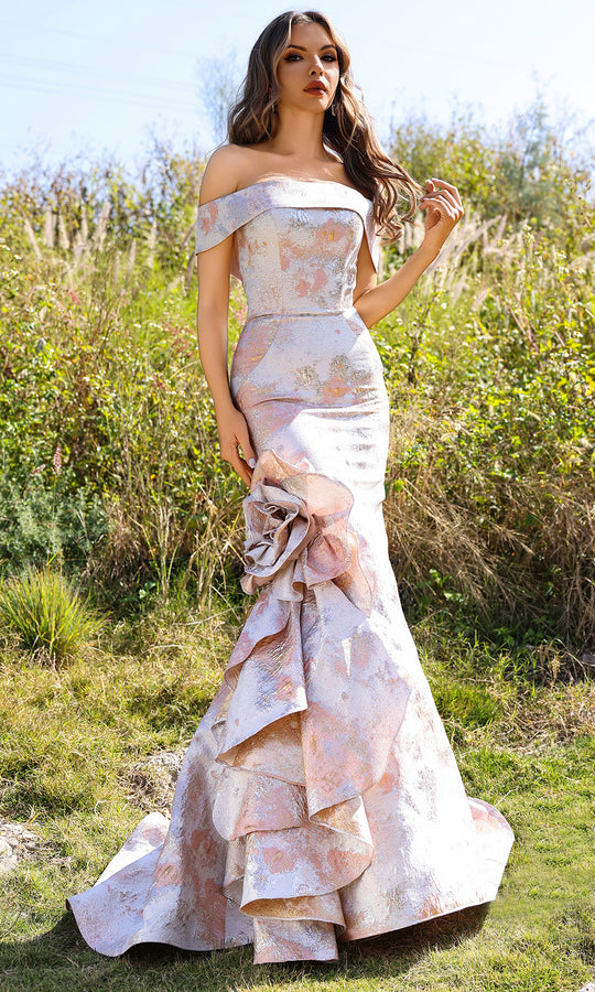 Terani Couture 252M5318 - Metallic Off Shoulder Mermaid Gown