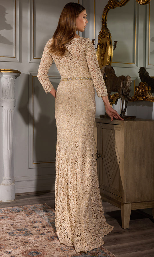 Terani Couture 252M5331 - Bateau Neck Metallic Lace Gown