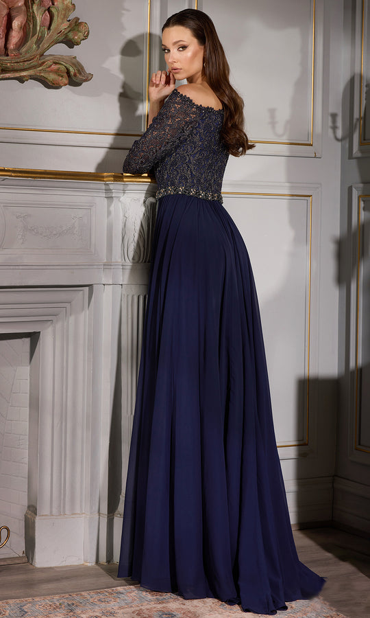 Terani Couture 252M5332 - Metallic Lace Chiffon A-line Gown