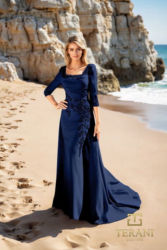 Terani Couture 252M5338 - Square Neck Floral Sequin Gown