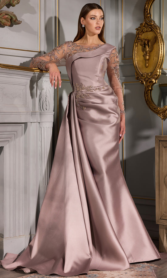 Terani Couture 252M5344 - Illusion Neckline Embroidered Gown