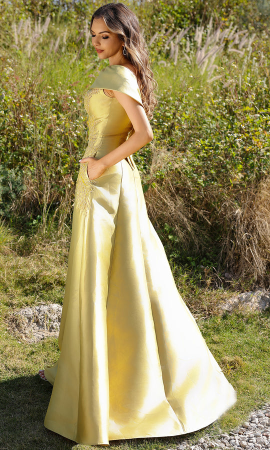 Terani Couture 252M5356 - Embroidered Mikado A-line Gown