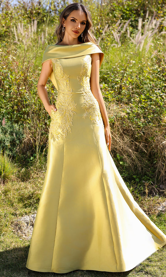 Terani Couture 252M5356 - Embroidered Mikado A-line Gown