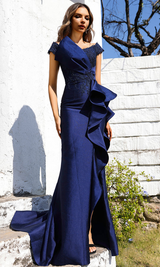 Terani Couture 252M5521 - Off Shoulder Ruffle Fitted Gown