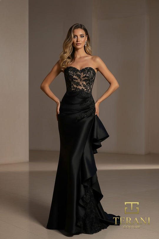 Terani Couture 252E5534 - Embroidered Tulle Sweetheart Evening Dress