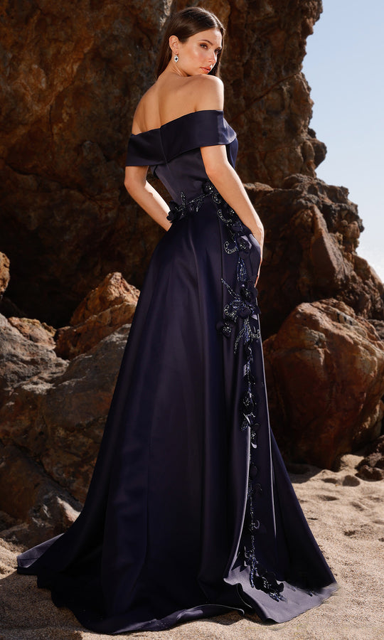 Terani Couture 252M5317 - Floral Accent Straight Neckline Gown