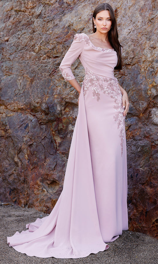 Terani Couture 252M5338 - Square Neck Floral Sequin Gown