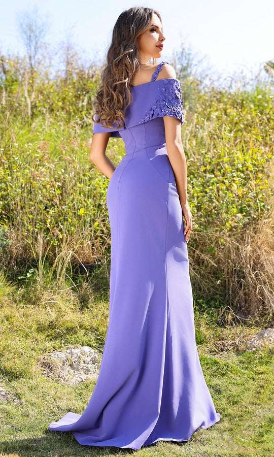Terani Couture 252M5347 - Cold Shoulder Appliqued Sheath Gown
