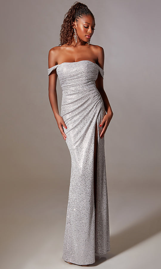 Aerie Couture 254 - Off-Shoulder Sequin Gown with Slit