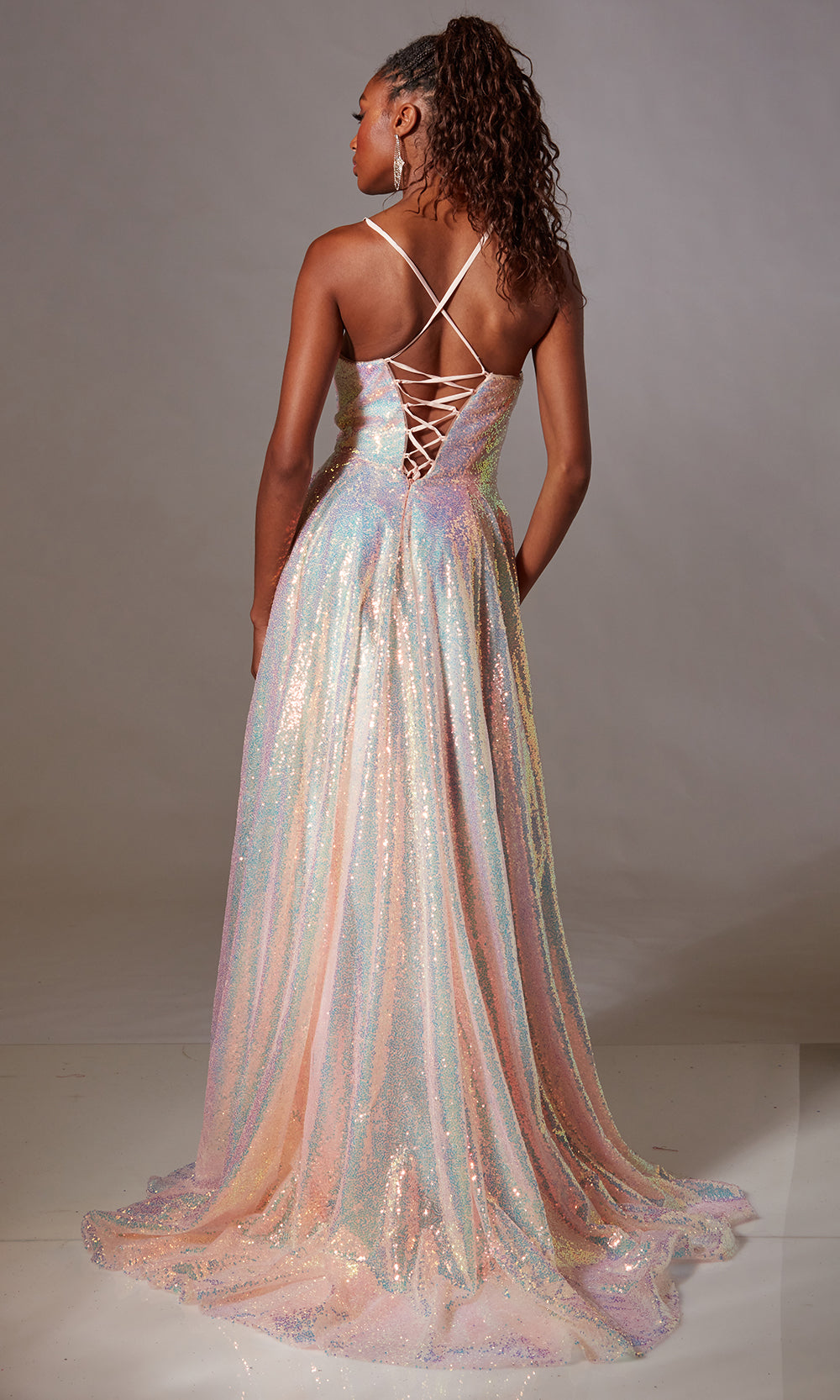 Sequins Ina Line Aerie Couture 255 - Long Sequins A-line Dress - Iridescent sequin A ...