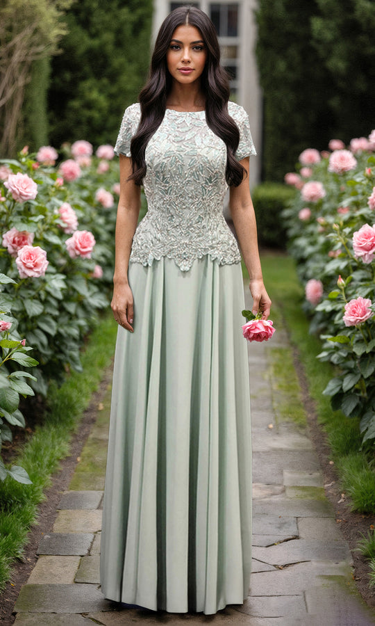 Terani Couture 261M6437 - Beaded Lace Jewel Neckline Evening Gown