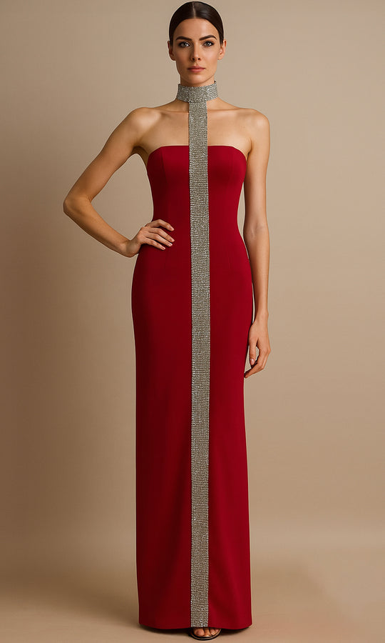 Terani Couture 261E6119 - Crystal Embellished High Neck Evening Gown