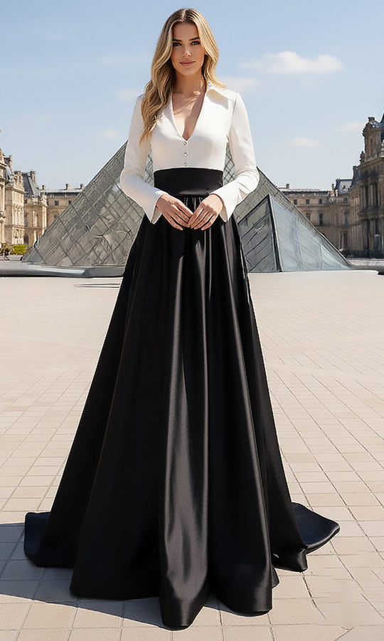 Terani Couture 261E6204 - Long Sleeve Matte Taffeta Evening Dress