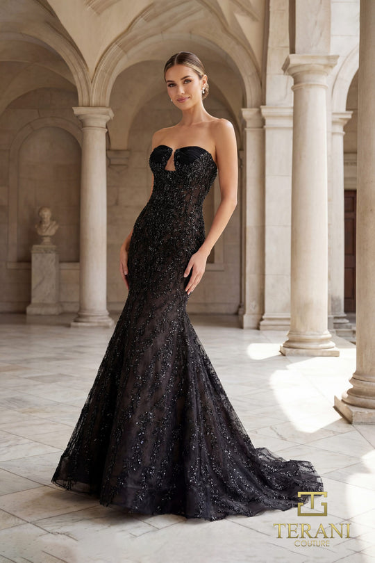 Terani Couture 261GL6001 - Beaded Ornate Mermaid Evening Gown