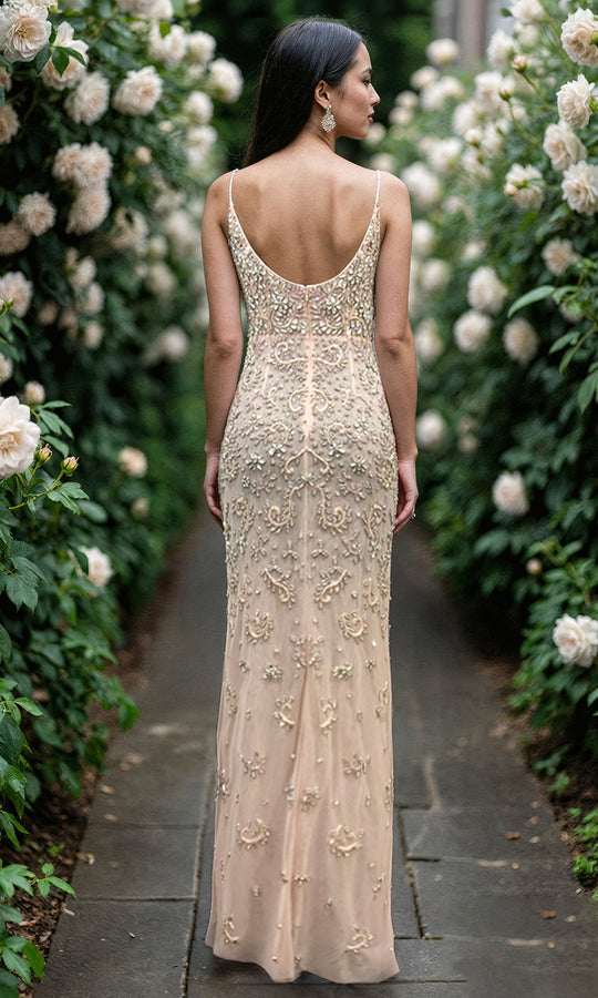 Terani Couture 261GL6366 - Beaded Scoop Neck Sheath Gown