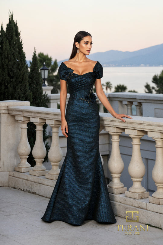 Terani Couture 261M6449 - Metallic Brocade Off Shoulder Mermaid Gown