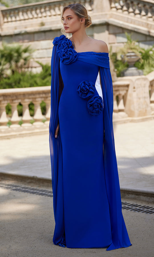 Terani Couture 261M6474 - Cape Sleeve Floral Embellished Dress