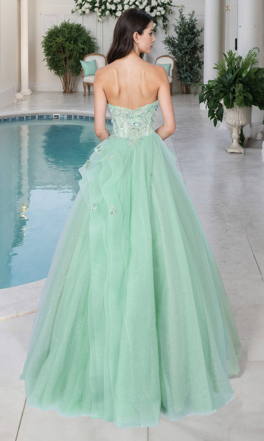 Terani Couture 261P6197 - Lace Applique Strapless Tulle Ballgown