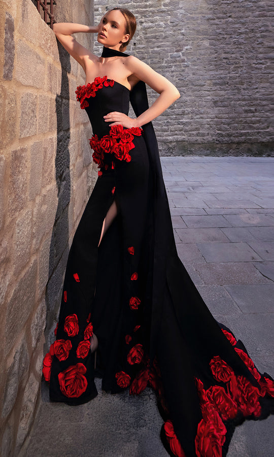 Terani Couture 261P6623 Floral Applique Dress
