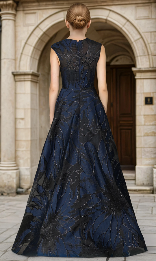 Janique 26209 - Sleeveless Embroidered Floral A-Line Gown