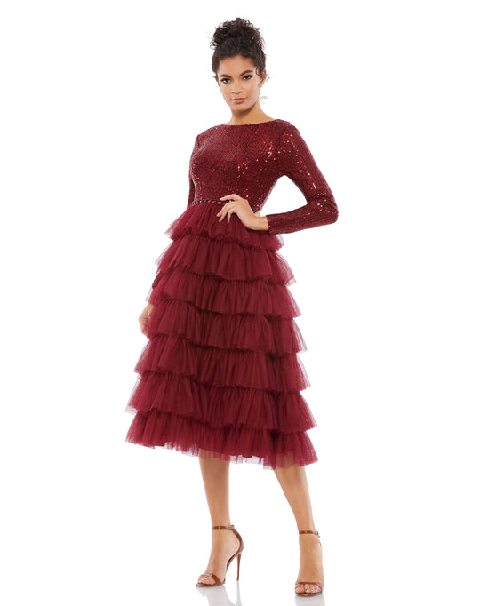 Ieena Duggal - 26299 Sequined Bodice A-Line Dress