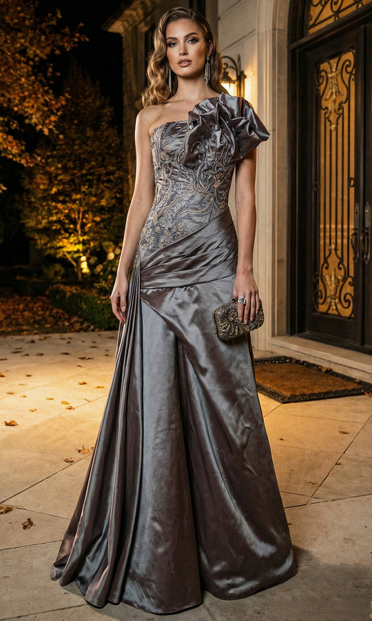 Terani Couture 262E7530 - Ruffle Accent Beaded Lace Evening Gown
