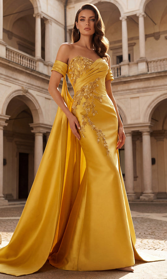 Terani Couture 262M7252 - Floral Applique Sweetheart Trumpet Gown