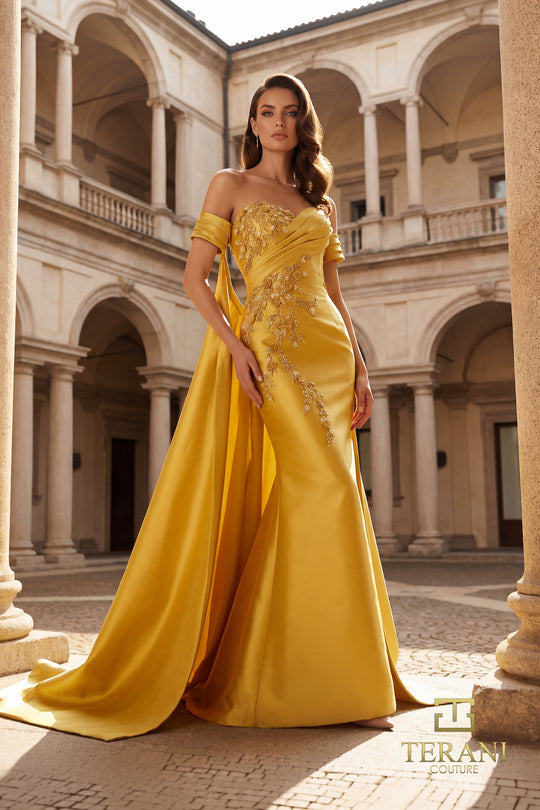 Terani Couture 262M7252 - Floral Applique Sweetheart Trumpet Gown