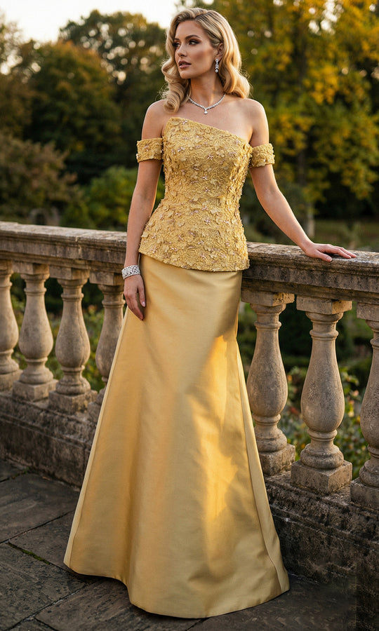 Terani Couture 262M7270 - Asymmetric Neckline Mikado A-Line Gown
